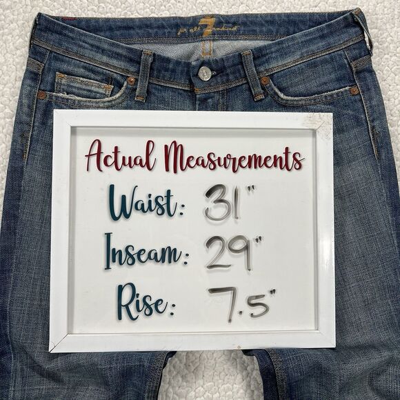 7 For All Mankind Bootcut Jeans Women’s 28 (Actual 31x29) USA Made Western Boho - Picture 8 of 13